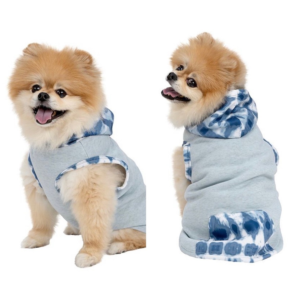 NEW SportPet Dog Hoodie Medium Blue Tie Dye Kanga Pocket Attached Hood Cozy Boho